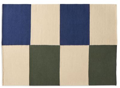 Ethan Cook Teppich mit grün-blauem Schachbrettmuster und beigen Akzenten, Größe 170x240 cm.